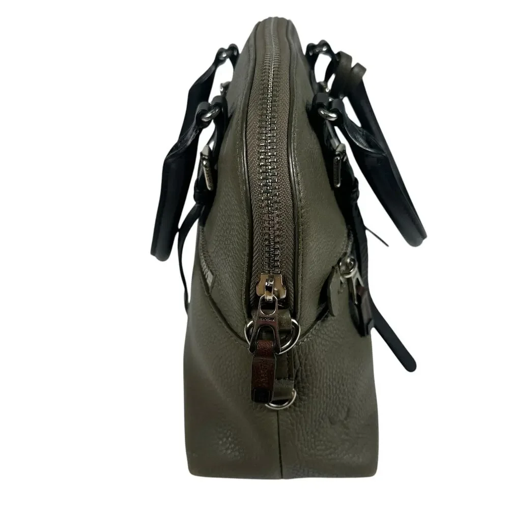 RUDSAK Genuine Leather‎ Pebbled Moss Green Black Top Handle Satchel Shoulder Bag